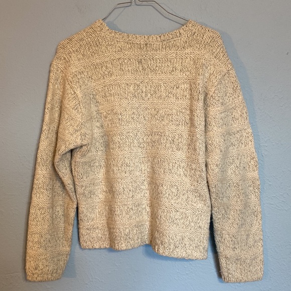 Vintage American Portrait Womens Size M Wool Blend Striped Knit Beige Sweater - Picture 2 of 9